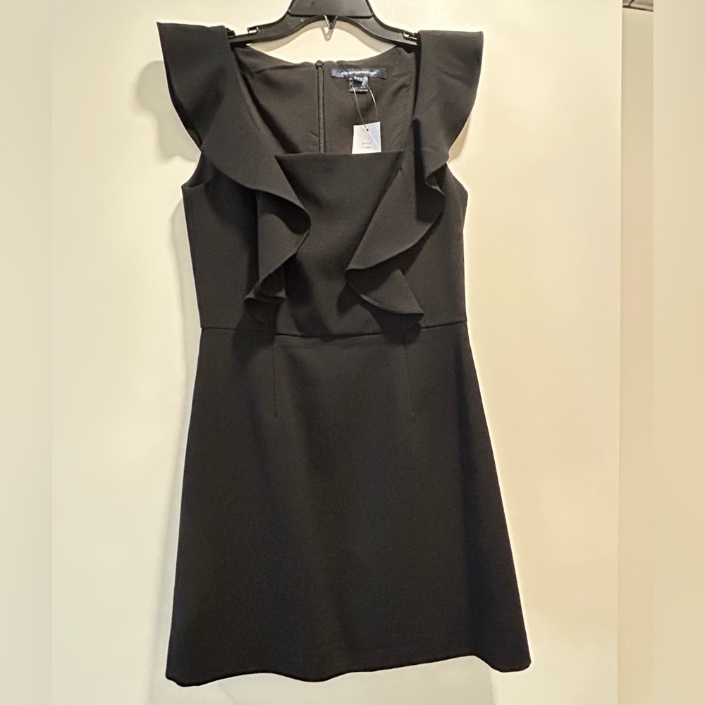 French Connection Whisper Square Neck Ruffle Dress